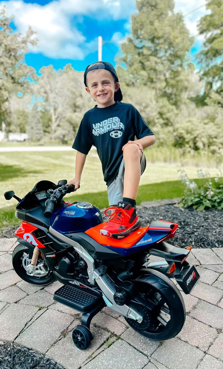Licensed Aprilia RSV4 12V Kids Electric Ride-On Motorbike with LED