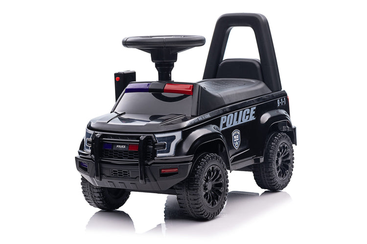 Black foot-to-floor police car for toddlers
