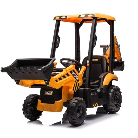 JCB 12V Electric Ride-On Kids Tractor with Front Loader and Backhoe