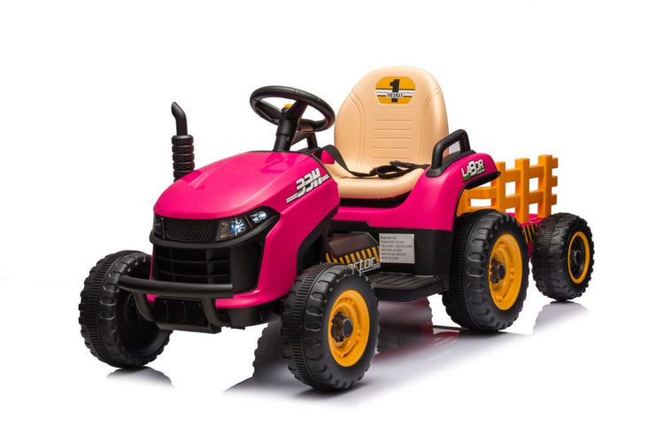 12V Green Kids Electric Ride-On Tractor with Remote and Leather Seat