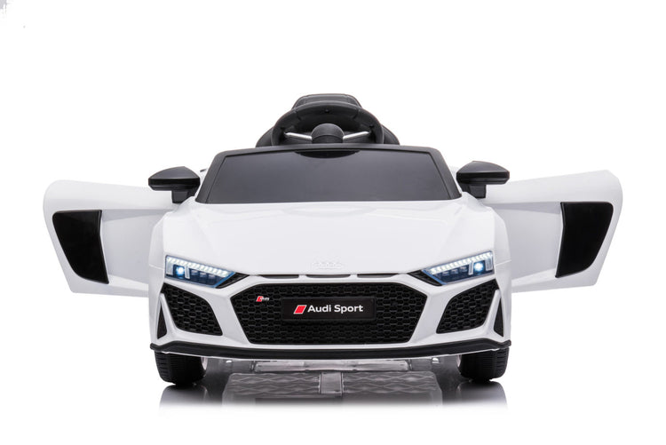 kids white 12v ride on car