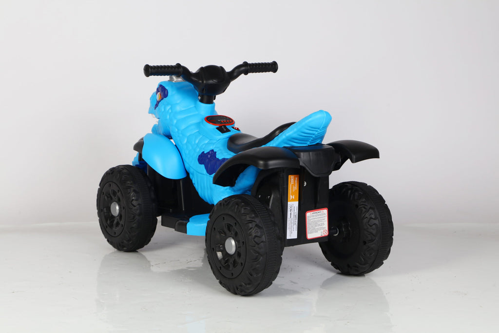 Boys Dinosaur Quad: BlueJurassic Rider Electric Quad Bike