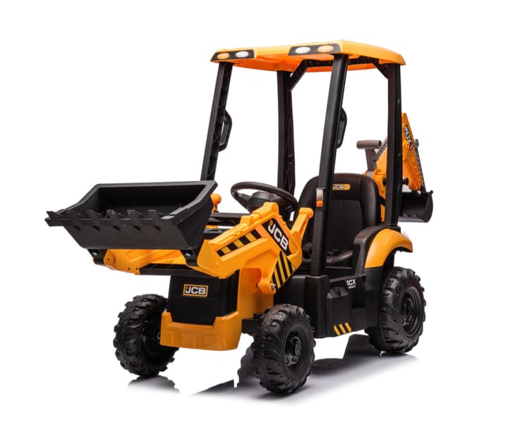 JCB 12V Electric Ride-On Kids Tractor with Front Loader and Backhoe