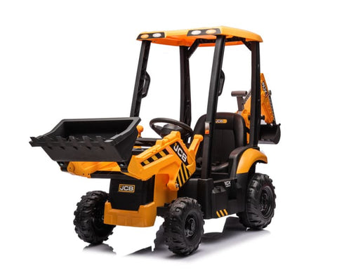 JCB 12V Electric Ride-On Kids Tractor with Front Loader and Backhoe