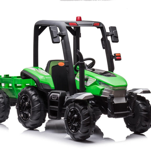 24V Kids Electric Ride On Harvest Tractor with Leather Seat