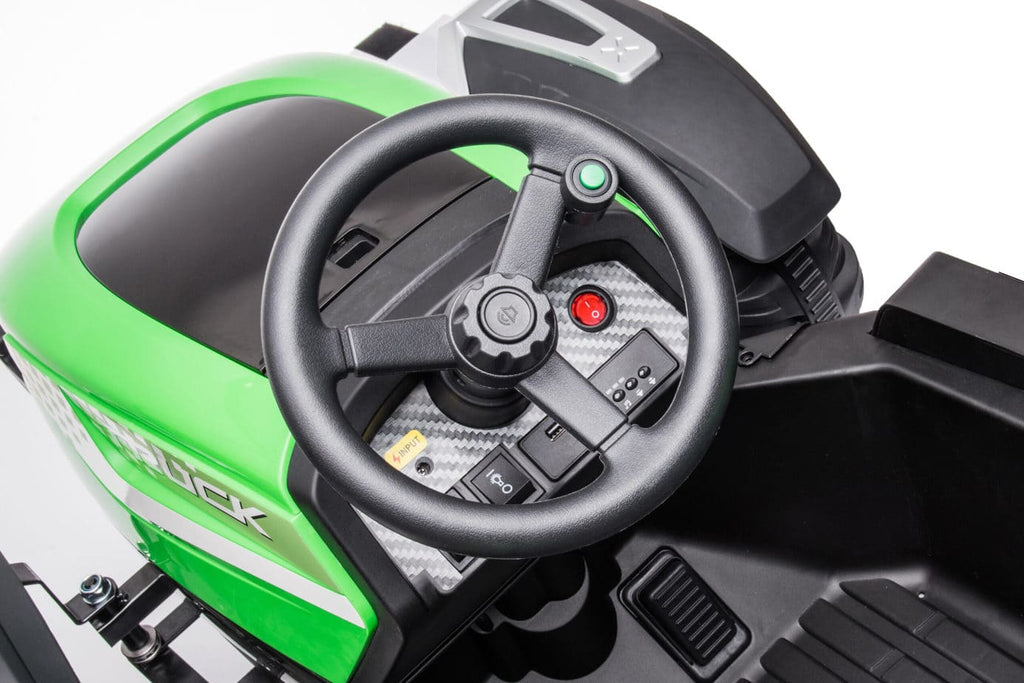 24V Kids Electric Ride On Harvest Tractor with Leather Seat