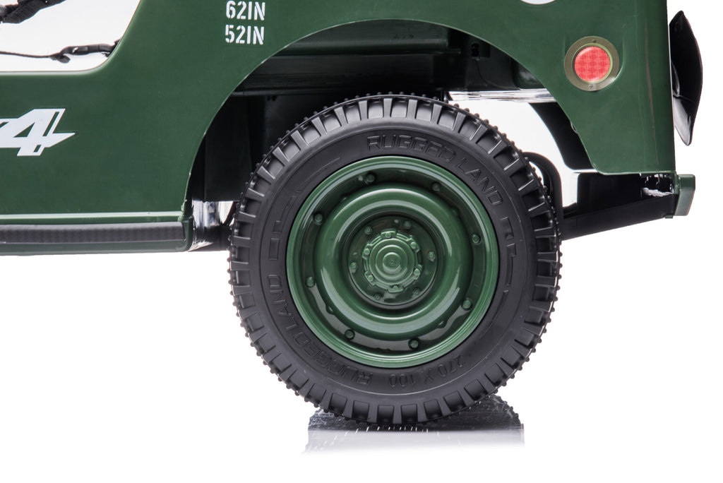 24V Willys Jeep ride-on car for kids, 4WD capable