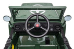 Toddler Willys Jeep electric ride-on with realistic features