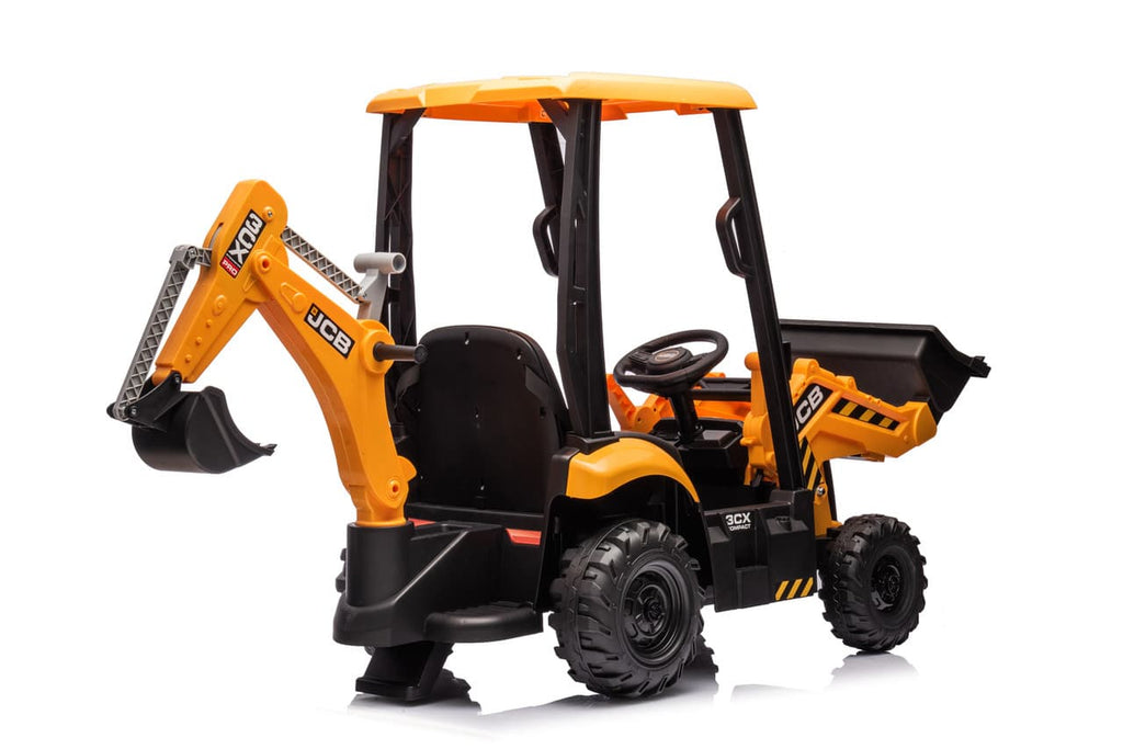 JCB 12V Electric Ride-On Kids Tractor with Front Loader and Backhoe