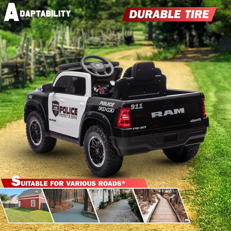 Official Licensed Dodge Ram 12V Kids Ride On Police Car with Remote