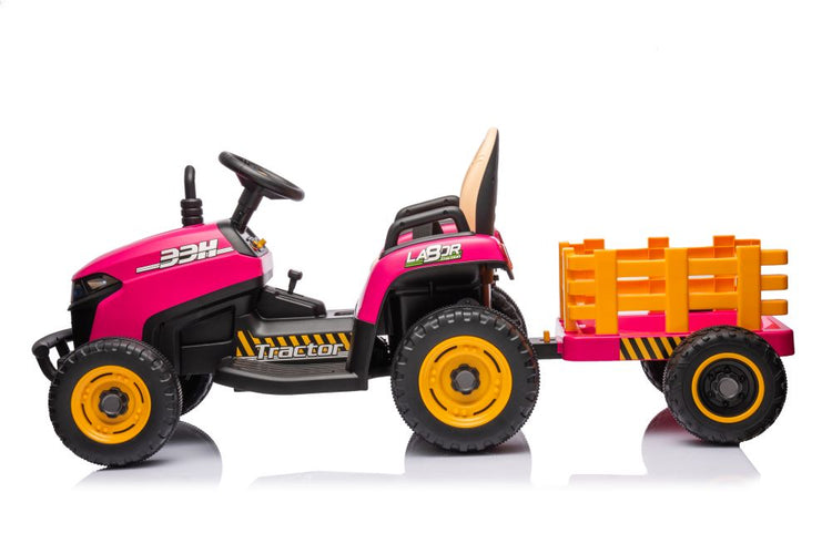12V Green Kids Electric Ride-On Tractor with Remote and Leather Seat