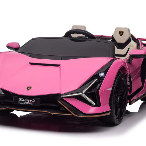 Licensed 2-Seater 12V Lamborghini Sian Kids Ride-On Car Pink & Blue