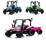24V Kids Electric Ride On Harvest Tractor with Leather Seat
