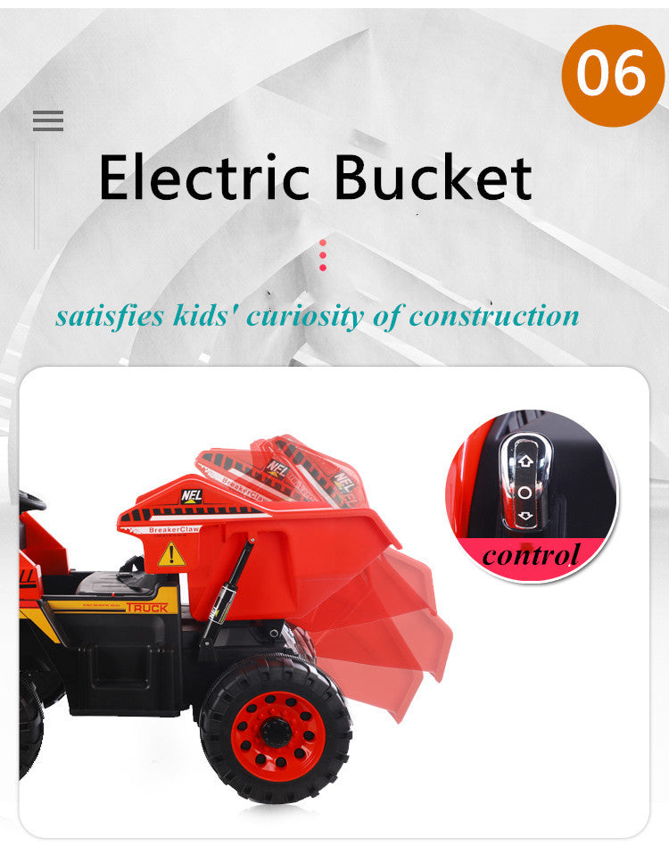 12V Kids Electric Construction Mining Truck Ride-On Car - 4WD 2 Seater
