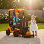 Licensed JCB Forklift 12V Kids Electric Ride On Tractor Yellow