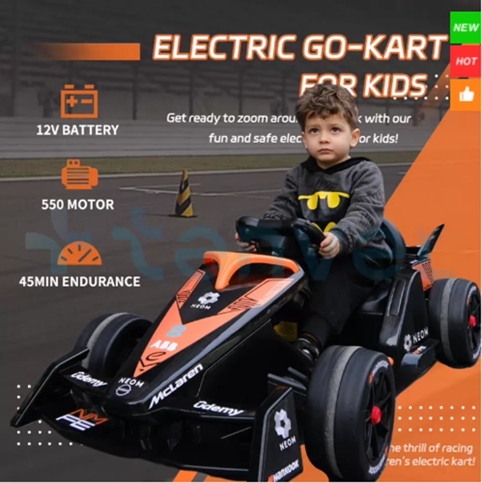 Official McLaren F1 Kids Electric Go Kart - 12V Racing Ride-On Car