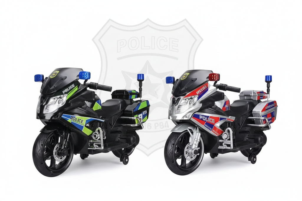 Kids Police Bike - Black & White Options