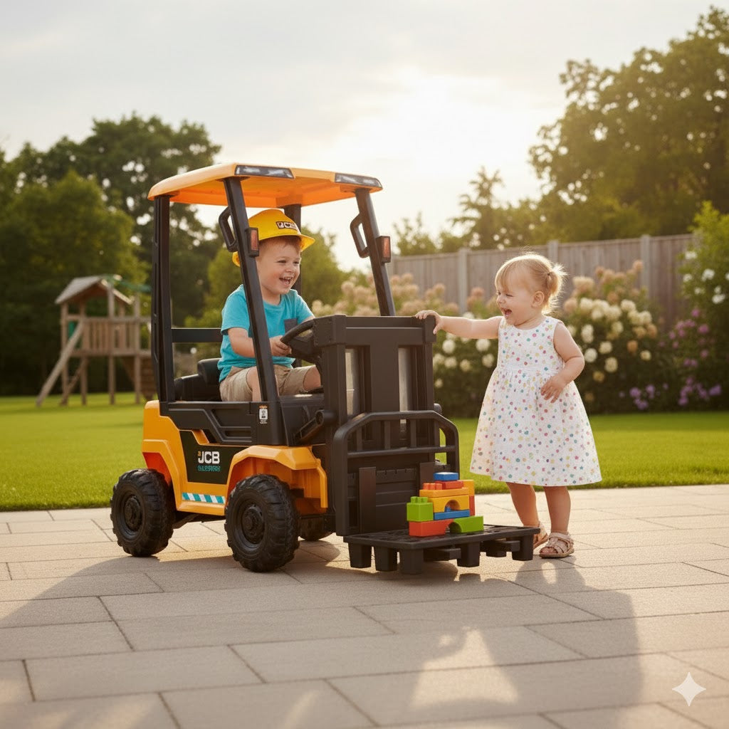 Licensed JCB Forklift 12V Kids Electric Ride On Tractor Yellow