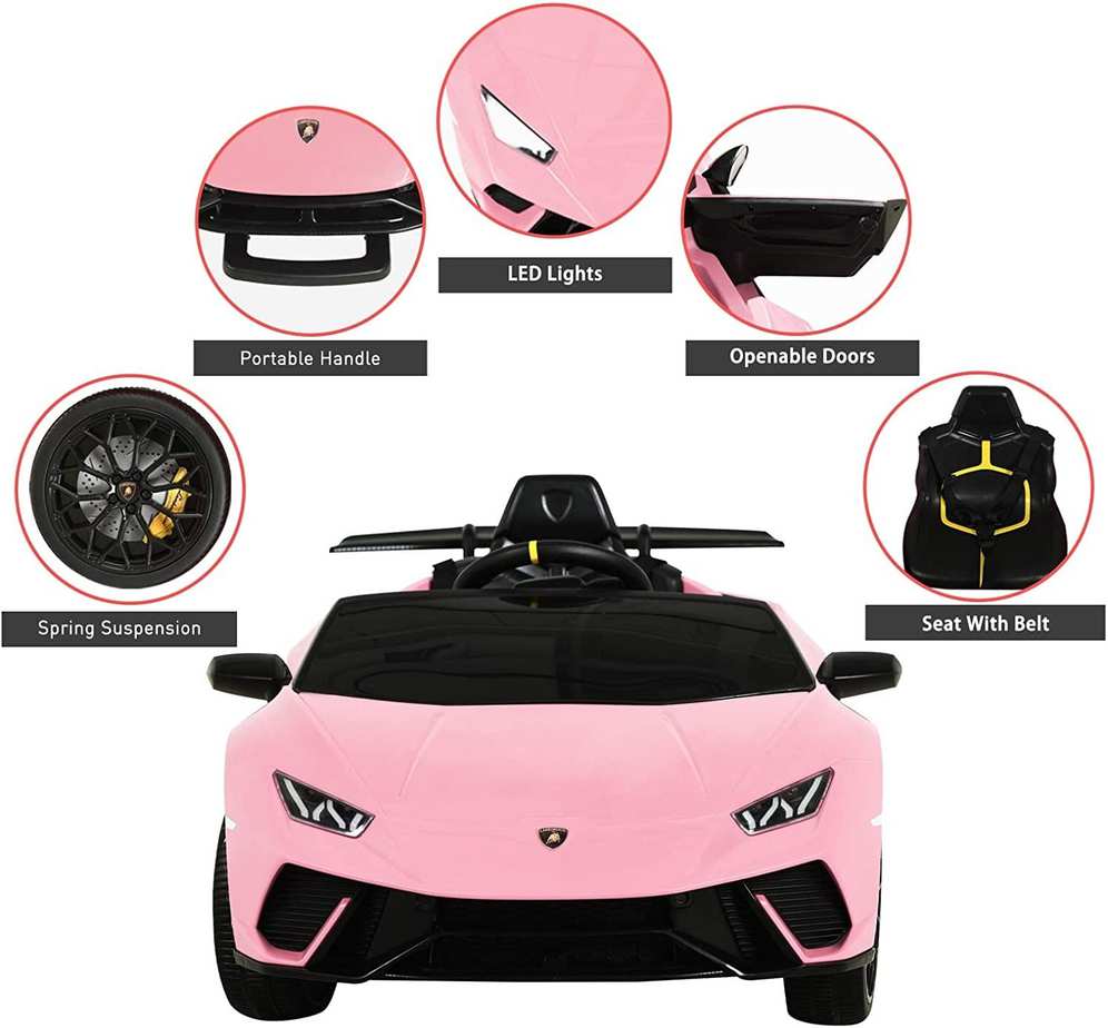 Pink Electric ride on lamborghini huracan car