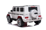 white 2 seat amg ride on electric car