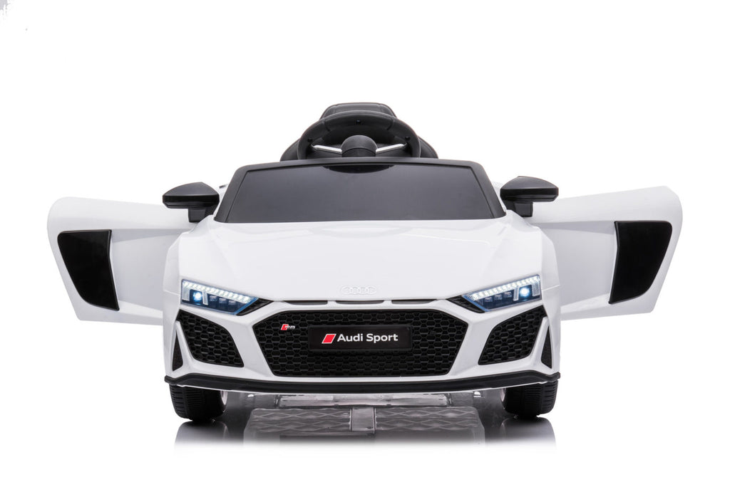 kids white 12v ride on car